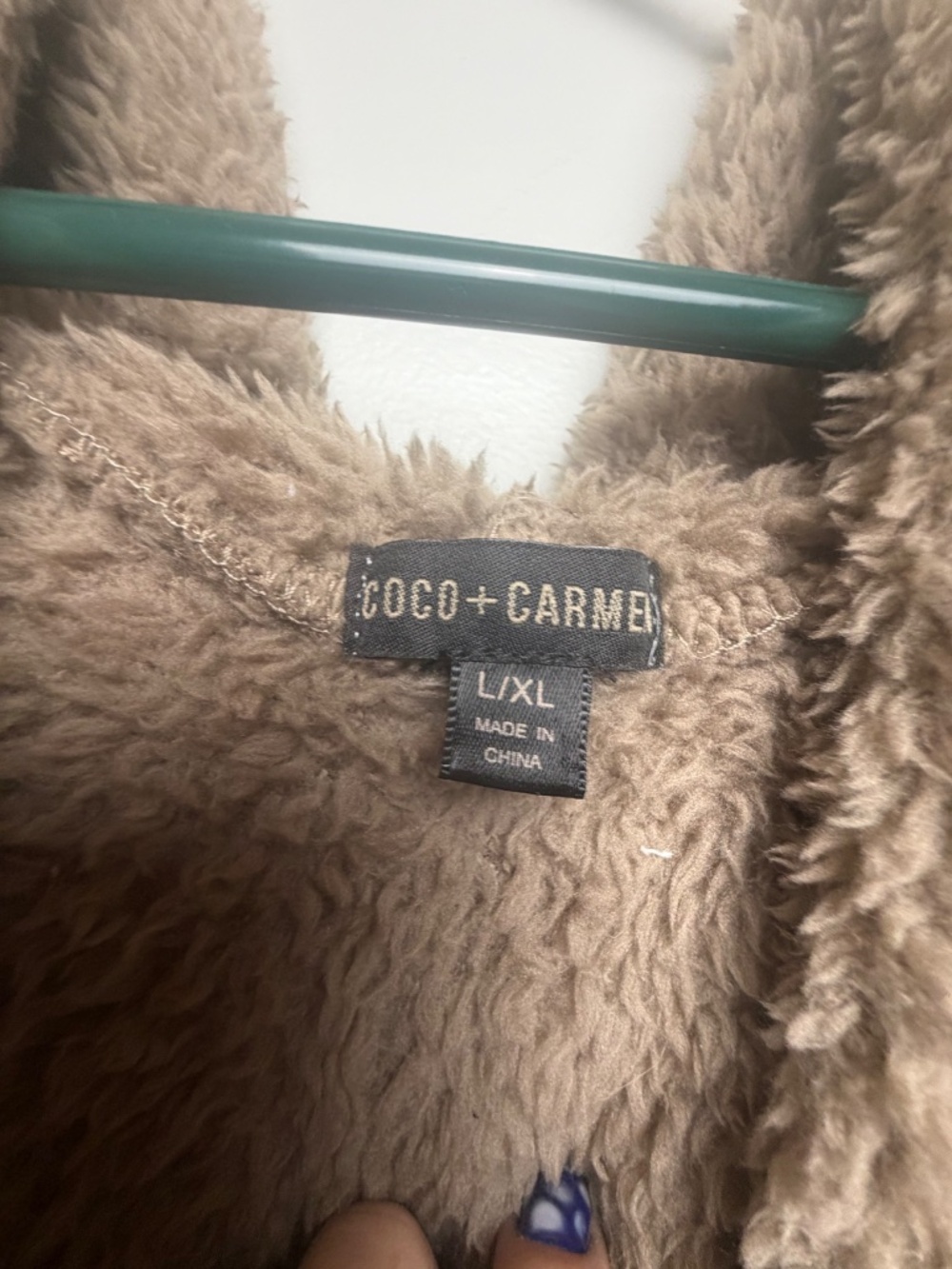 Coco & Carmel Taupe Hooded Teddy Fleece Cardigan Jacket L/XL - Picture 3 of 5